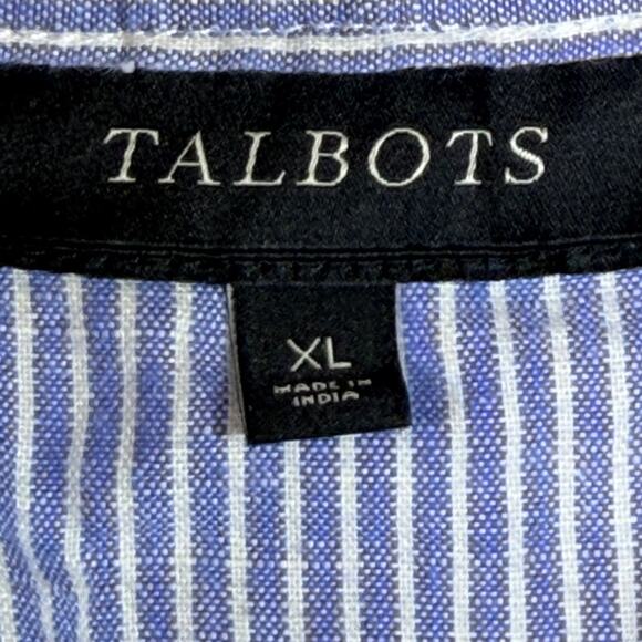 Talbots Women XL Blue White Striped A-Line Midi Linen Blend Summer Skirt - Picture 3 of 10